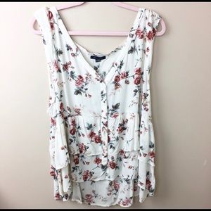 American Eagle Ruffle floral tank